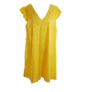 The Nines by Hatch Maternity Dress Womens Yellow Eyelet V-Neck Casual Summer